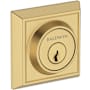 Baldwin Chamfered Square Solid Brass Double Cylinder Keyed Entry Deadbolt from the Reserve Collection Lifetime Satin Brass