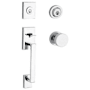 Baldwin La Jolla Standard C Keyway Double Cylinder Keyed Entry Handleset with Modern Knob and Modern Round Interior Trim from the Reserve Collection Polished Chrome