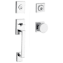 Baldwin La Jolla SmartKey Double Cylinder Keyed Entry Handleset with Modern Knob and Modern Square Interior Trim from the Reserve Collection Polished Chrome