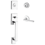 Baldwin La Jolla SmartKey Double Cylinder Keyed Entry Handleset with Square Lever and Contemporary Round Interior Trim from the Reserve Collection Polished Chrome