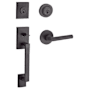 Baldwin La Jolla SmartKey Double Cylinder Keyed Entry Handleset with Tube Lever and Contemporary Round Interior Trim from the Reserve Collection Venetian Bronze