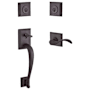 Baldwin Napa Left Handed SmartKey Double Cylinder Keyed Entry Handleset with Traditional Square Rose and Curve Lever on Interior Venetian Bronze