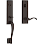 Baldwin Del Mar Right Handed One Piece Single Cylinder Keyed Entry Handleset with Curve Lever and Emergency Egress Function from the Reserve Collection Venetian Bronze