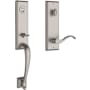 Baldwin Del Mar One Piece Single Cylinder Keyed Entry Handleset with Right Handed Interior Curve Lever and Emergency Egress Function for Thick Doors Satin Nickel