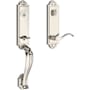 Baldwin Elizabeth One Piece Single Cylinder Keyed Entry Handleset with Right Handed Interior Curve Lever and Emergency Egress Function for Thick Doors Lifetime Polished Nickel
