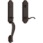 Baldwin Elizabeth One Piece Single Cylinder Keyed Entry Handleset with Right Handed Interior Curve Lever and Emergency Egress Function for Thick Doors Venetian Bronze