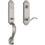 Baldwin Elizabeth One Piece Single Cylinder Keyed Entry Handleset with Right Handed Interior Curve Lever and Emergency Egress Function for Thick Doors Satin Nickel