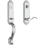 Baldwin Elizabeth One Piece Single Cylinder Keyed Entry Handleset with Right Handed Interior Curve Lever and Emergency Egress Function for Thick Doors Polished Chrome