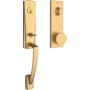Baldwin Miami One Piece Single Cylinder Keyed Entry Handleset with Interior Contemporary Knob and Emergency Egress Function Lifetime Satin Brass