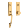 Baldwin Miami One Piece Single Cylinder Keyed Entry Handleset with Interior Contemporary Knob and Emergency Egress Function for Thick Doors Lifetime Satin Brass