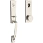 Baldwin Miami One Piece Single Cylinder Keyed Entry Handleset with Interior Contemporary Knob and Emergency Egress Function Lifetime Polished Nickel