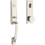 Baldwin Miami One Piece Single Cylinder Keyed Entry Handleset with Interior Contemporary Knob and Emergency Egress Function for Thick Doors Lifetime Polished Nickel