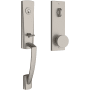 Baldwin Miami One Piece Single Cylinder Keyed Entry Handleset with Interior Contemporary Knob and Emergency Egress Function for Thick Doors Satin Nickel