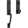 Baldwin Miami One Piece Single Cylinder Keyed Entry Handleset with Interior Contemporary Knob and Emergency Egress Function for Thick Doors Satin Black