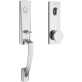 Baldwin Miami One Piece Single Cylinder Keyed Entry Handleset with Interior Contemporary Knob and Emergency Egress Function for Thick Doors Polished Chrome