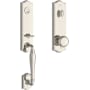 Baldwin New Hampshire One Piece Single Cylinder Keyed Entry Handleset with Interior Traditional Knob and Emergency Egress Function for Thick Doors Lifetime Polished Nickel