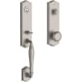 Baldwin New Hampshire One Piece Single Cylinder Keyed Entry Handleset with Interior Traditional Knob and Emergency Egress Function for Thick Doors Satin Nickel