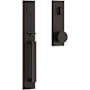 Baldwin Santa Cruz Full Plate Single Cylinder Keyed Entry Handleset with Interior Contemporary Knob and Emergency Egress Function for Thick Doors Venetian Bronze