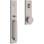 Baldwin Santa Cruz Full Plate Single Cylinder Keyed Entry Handleset with Interior Contemporary Knob and Emergency Egress Function Satin Nickel