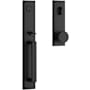 Baldwin Santa Cruz Full Plate Single Cylinder Keyed Entry Handleset with Interior Contemporary Knob and Emergency Egress Function Satin Black