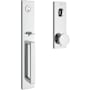 Baldwin Santa Cruz Full Plate Single Cylinder Keyed Entry Handleset with Interior Contemporary Knob and Emergency Egress Function for Thick Doors Polished Chrome
