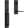 Baldwin Santa Cruz Full Plate Single Cylinder Keyed Entry Handleset with Interior Square Lever and Emergency Egress Function Satin Black