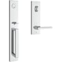 Baldwin Santa Cruz Full Plate Single Cylinder Keyed Entry Handleset with Reversible Interior Square Lever and Emergency Egress Function - SmartKey Polished Chrome