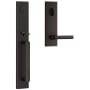Baldwin Santa Cruz Full Plate Single Cylinder Keyed Entry Handleset with Tube Lever and Emergency Egress Function from the Reserve Collection Venetian Bronze