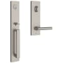 Baldwin Santa Cruz Full Plate SmartKey Single Cylinder Keyed Entry Handleset with Tube Lever and Emergency Egress Function from the Reserve Collection Satin Nickel