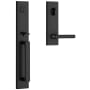 Baldwin Santa Cruz Full Plate Single Cylinder Keyed Entry Handleset with Tube Lever and Emergency Egress Function from the Reserve Collection Satin Black