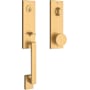 Baldwin Seattle One Piece Single Cylinder Keyed Entry Handleset with Interior Contemporary Knob and Emergency Egress Function Lifetime Satin Brass