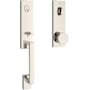 Baldwin Seattle One Piece Single Cylinder Keyed Entry Handleset with Interior Contemporary Knob and Emergency Egress Function Lifetime Polished Nickel