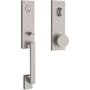 Baldwin Seattle One Piece Single Cylinder Keyed Entry Handleset with Interior Contemporary Knob and Emergency Egress Function Satin Nickel