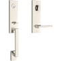 Baldwin Seattle One Piece Single Cylinder Keyed Entry Handleset with Square Interior Lever and Emergency Egress Function Lifetime Polished Nickel