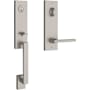 Baldwin Seattle One Piece Single Cylinder Keyed Entry Handleset with Square Interior Lever and Emergency Egress Function Satin Nickel