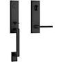 Baldwin Seattle One Piece Single Cylinder Keyed Entry Handleset with Square Interior Lever and Emergency Egress Function Satin Black