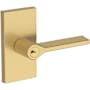 Baldwin Anaheim Hills Single Cylinder Keyed Entry Door Lever Set with Contemporary 5" Rose from the Reserve Collection Lifetime Satin Brass