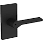Baldwin Anaheim Hills Single Cylinder Keyed Entry Door Lever Set with Contemporary 5" Rose from the Reserve Collection Satin Black