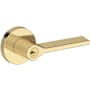 Baldwin Anaheim Hills Single Cylinder Keyed Entry Door Lever Set with Contemporary Round Rose and SmartKey from the Reserve Collection Non-Lacquered Brass