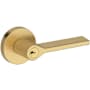 Baldwin Anaheim Hills Single Cylinder Keyed Entry Door Lever Set with Contemporary Round Rose from the Reserve Collection Lifetime Satin Brass
