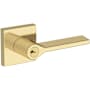 Baldwin Anaheim Hills Single Cylinder Keyed Entry Door Lever Set with Contemporary Square Rose from the Reserve Collection Non-Lacquered Brass