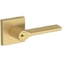 Baldwin Anaheim Hills Single Cylinder Keyed Entry Door Lever Set with Contemporary Square Rose from the Reserve Collection Lifetime Satin Brass
