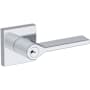Baldwin Anaheim Hills Single Cylinder Keyed Entry Door Lever Set with Contemporary Square Rose from the Reserve Collection Polished Chrome