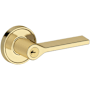 Baldwin Anaheim Hills Single Cylinder Keyed Entry Door Lever Set with Recessed Round Rose from the Reserve Collection Non-Lacquered Brass