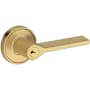 Baldwin Anaheim Hills Single Cylinder Keyed Entry Door Lever Set with Recessed Round Rose from the Reserve Collection Lifetime Satin Brass