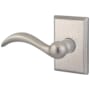 Baldwin Arch Keyed Entry Single Cylinder Leverset with Rustic Square Rose - Left Handed White Bronze