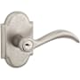 Baldwin Arch Keyed Entry Single Cylinder Leverset with Rustic Arch Rose - Right Handed White Bronze