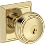 Baldwin Bremerton Single Cylinder Keyed Entry Door Knob Set with Chamfered Square Rose with SmartKey SC1 Keyway from the Reserve Collection Non-Lacquered Brass