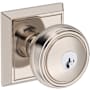 Baldwin Bremerton Single Cylinder Keyed Entry Door Knob Set with Chamfered Square Rose with SmartKey SC1 Keyway from the Reserve Collection Lifetime Polished Nickel