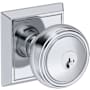 Baldwin Bremerton Single Cylinder Keyed Entry Door Knob Set with Chamfered Square Rose with SmartKey SC1 Keyway from the Reserve Collection Polished Chrome